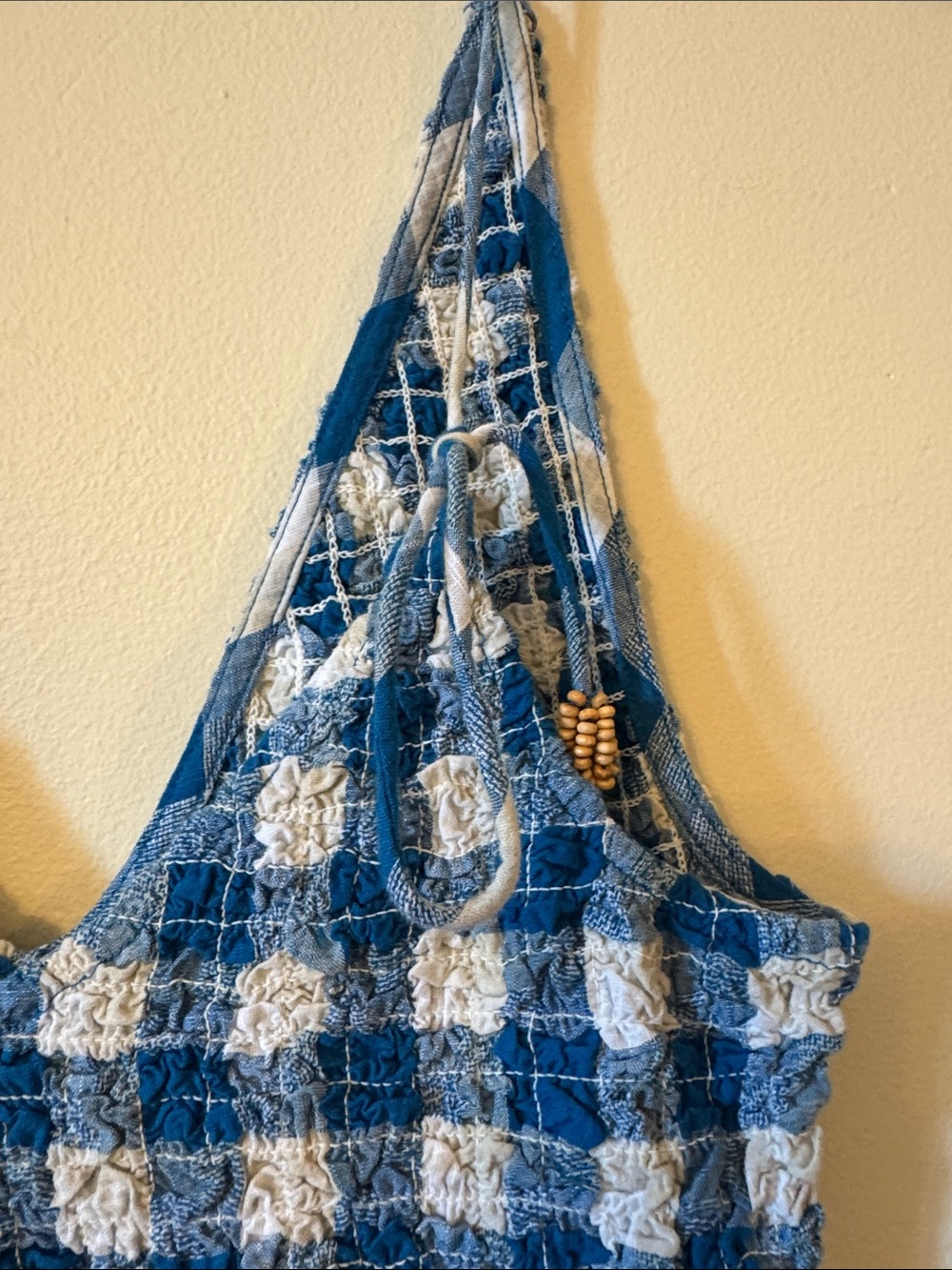 Free People Vera Free-est Smocked Check Summer Billowy Midi Dress Small - Picture 7 of 9